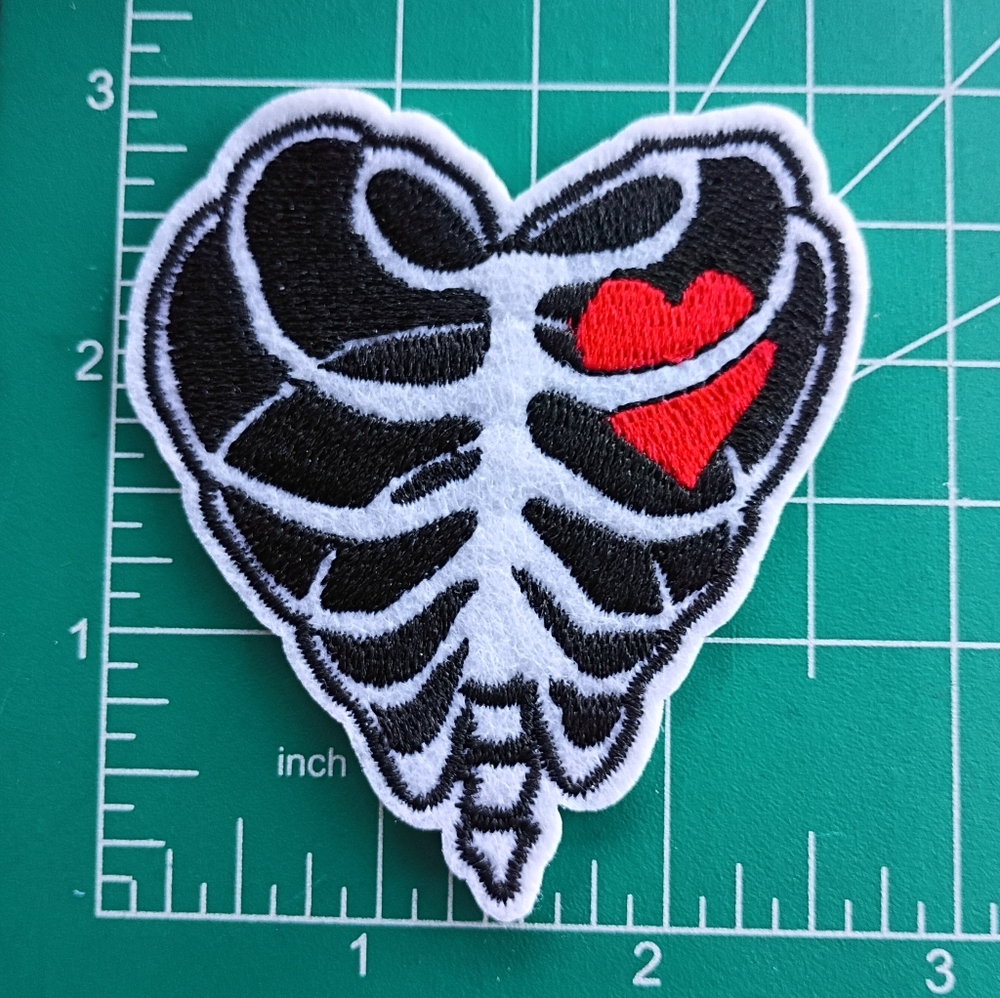 2/$10 Heart Ribcage Embroidered Patch